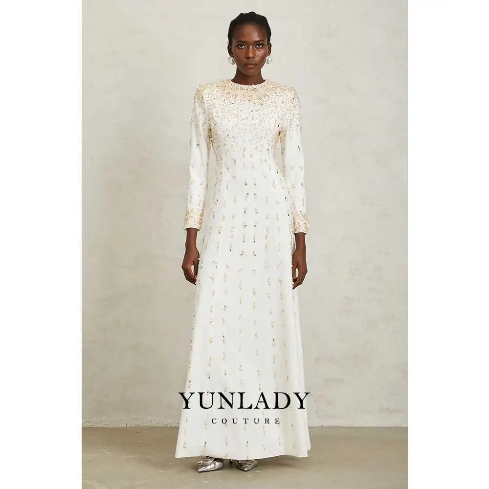 Luxury Lvory Evening Dress Customized Round Neck Full Sleeves Heavy Beading Crystal Arabian Prom Gown Dubai Party Dresses
Luxury Lvory Evening Dress Customized Round Neck Full Sleeves Heavy Beading Crystal Arabian Prom Gown Dubai Party Dresses