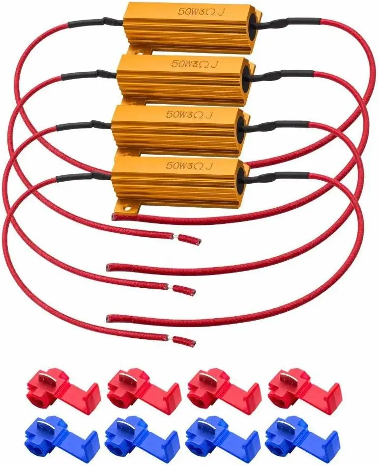 4-Pack 50W 3Ohm LED Load Resistors for Turn Signal, License Plate, DRL - Fix Hyper Flash Error, Warning Canceller
4-Pack 50W 3Ohm LED Load Resistors for Turn Signal, License Plate, DRL - Fix Hyper Flash Error, Warning Canceller