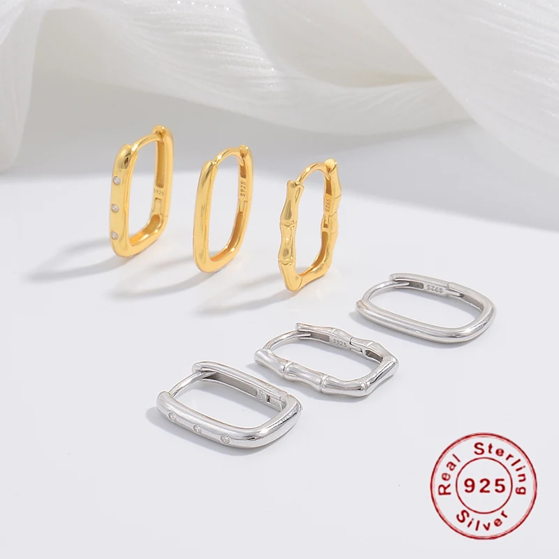 S925 Sterling Silver Bamboo Knot U-Shaped Earring Personality Hip Hop Zirconium Smooth Square Earrings Wholesale SE34
S925 Sterling Silver Bamboo Knot U-Shaped Earring Personality Hip Hop Zirconium Smooth Square Earrings Wholesale SE34