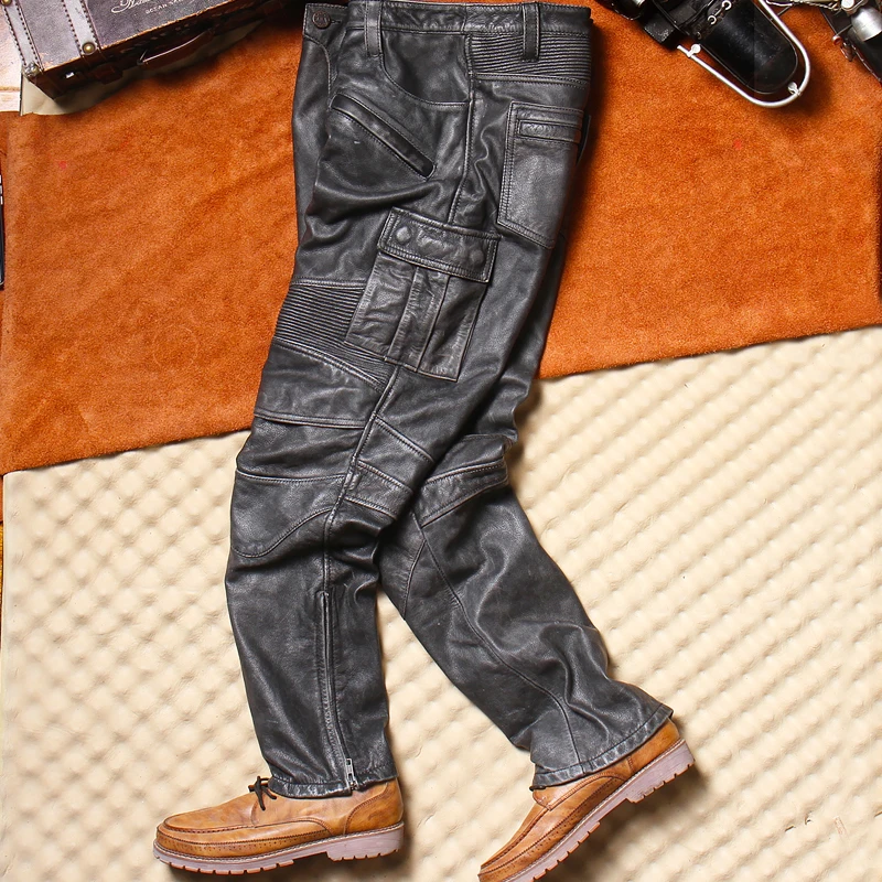 Men's Layer One Cowhide Leather Workwear Pants Multiple kets Motorcycle Riding Long Trousers Harley Outfit Protective Gear...
Men's Layer One Cowhide Leather Workwear Pants Multiple kets Motorcycle Riding Long Trousers Harley Outfit Protective Gear...