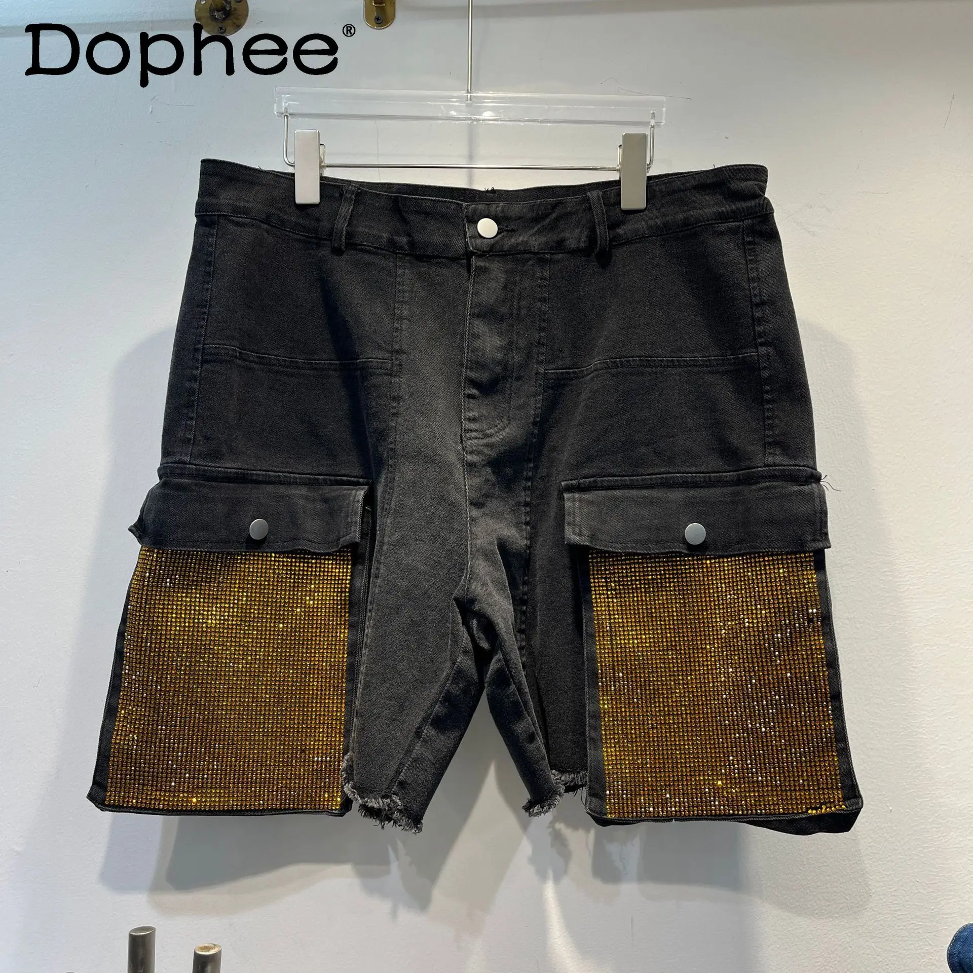 Diamond-encrusted Denim Shorts Women's Tide 2025 Summer New Elastic High-waisted Slim-fit Pocket Decorative Straight Short Pants
Diamond-encrusted Denim Shorts Women's Tide 2025 Summer New Elastic High-waisted Slim-fit Pocket Decorative Straight Short Pants