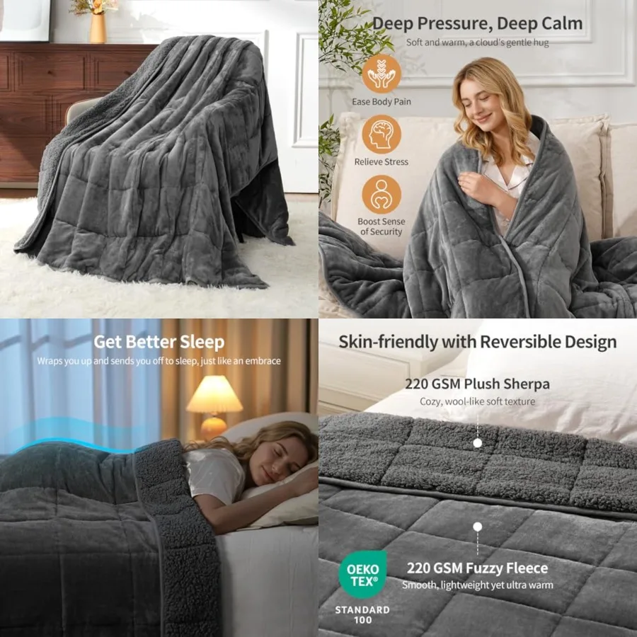 Weighted Blankets for Adults Queen Size, 15lbs 60x80 Inch Blanket with Soft Warm Plush Sherpa Fleece, Washable Thick Heavy Thro
Weighted Blankets for Adults Queen Size, 15lbs 60x80 Inch Blanket with Soft Warm Plush Sherpa Fleece, Washable Thick Heavy Thro