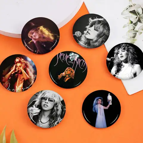 Stevie Nicks Singer Photo Brooches Creative Round Badge Gifts Pins 32/44/58mm