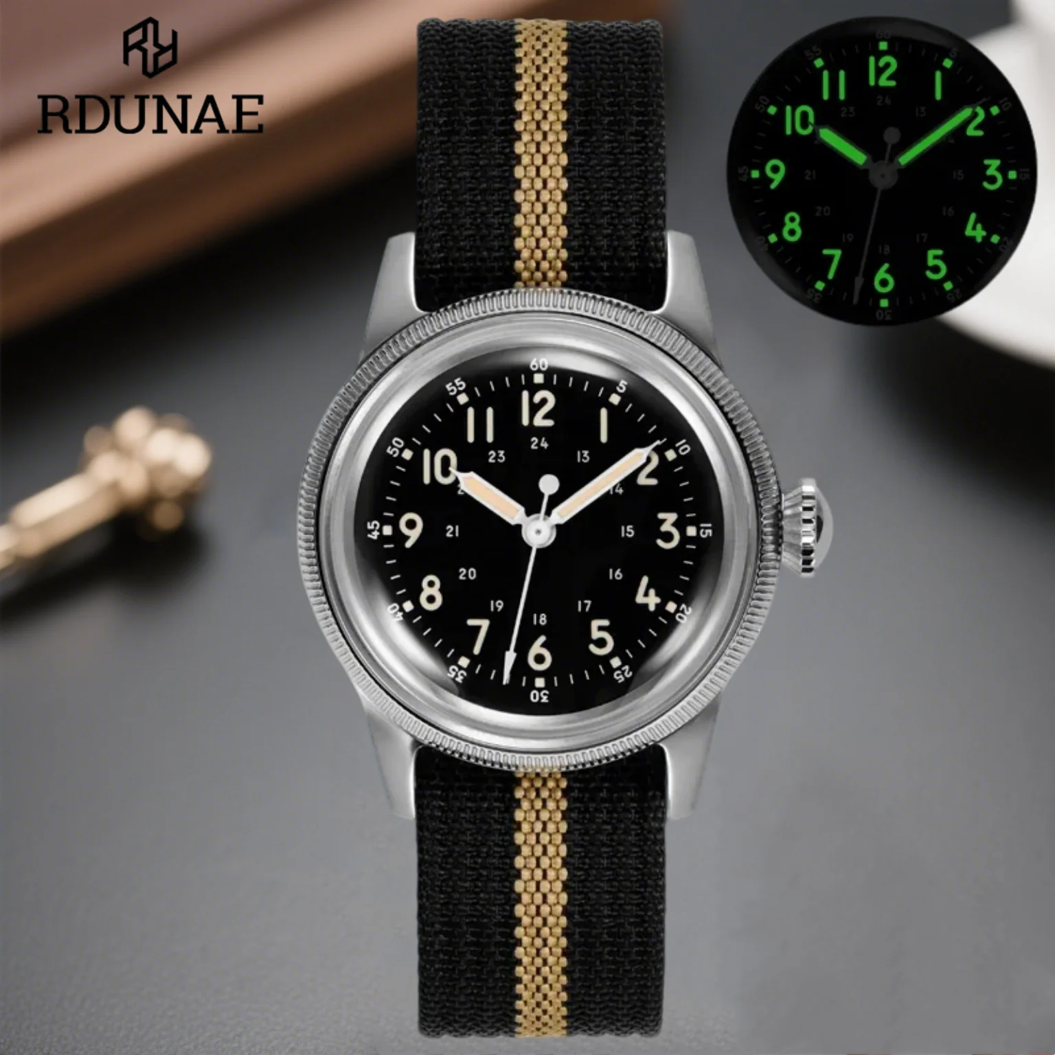 RDUNAE RA05 Ретро военные часы из нержавеющей стали 316L K1 минеральное стекло светящиеся индивидуальные спортивные кварцевые мужские часы-пилот
RDUNAE RA05 Ретро военные часы из нержавеющей стали 316L K1 минеральное стекло светящиеся индивидуальные спортивные кварцевые мужские часы-пилот