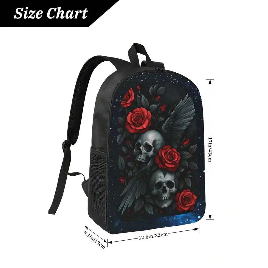 Skull Roses Wings Print Backpack Lightweight Daily Use Adjustable Straps Zipper Closure For Adults
Skull Roses Wings Print Backpack Lightweight Daily Use Adjustable Straps Zipper Closure For Adults
