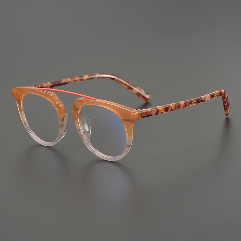 Semi-popular fashion-style, color-mixed, oval-shaped eyeglass frames with a unique retro and artistic look, for optical glasses.
Semi-popular fashion-style, color-mixed, oval-shaped eyeglass frames with a unique retro and artistic look, for optical glasses.