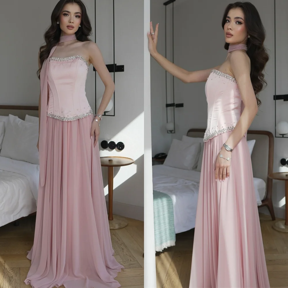 Customized Temperament Champagne Chiffon Evening Dress High Quality Strapless Sleeveless Zipper Back Special Occasion Gowns 
Customized Temperament Champagne Chiffon Evening Dress High Quality Strapless Sleeveless Zipper Back Special Occasion Gowns