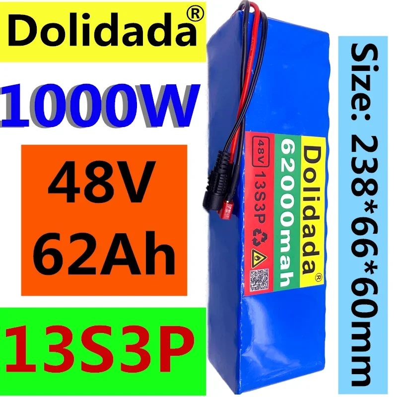 2025 NEW 48V62Ah 1000w 13S3P 48V Lithium ion Battery Pack 62000mah For 54.6v E-bike Electric bicycle Scooter with BMS
2025 NEW 48V62Ah 1000w 13S3P 48V Lithium ion Battery Pack 62000mah For 54.6v E-bike Electric bicycle Scooter with BMS