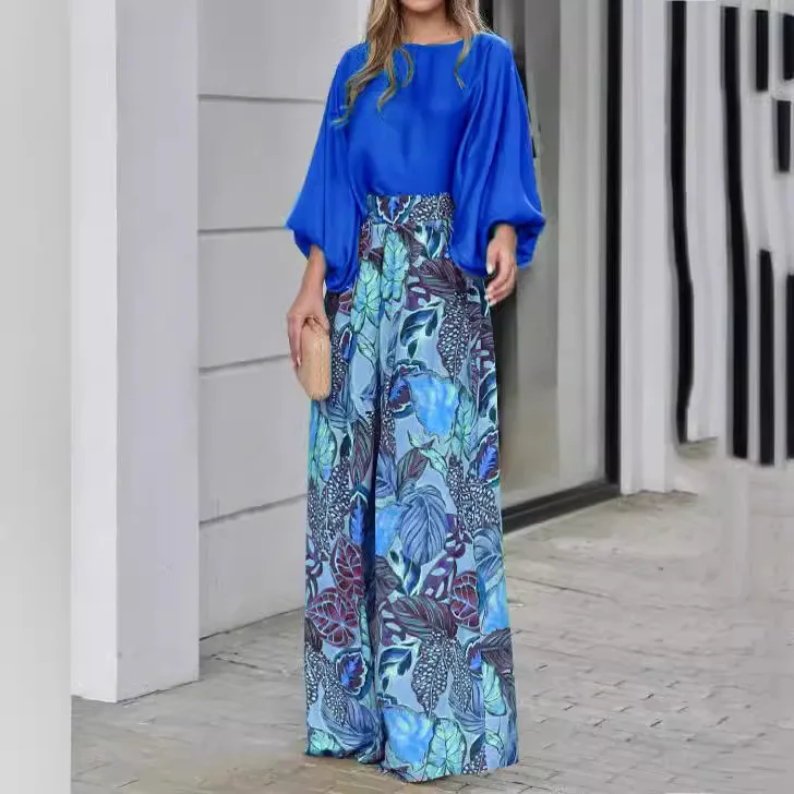 2025 Fashion Women's Clothing Set Lantern Sleeve Loose Top Printed Wide Leg Pants Two Piece Set Women's Casual Style Set
2025 Fashion Women's Clothing Set Lantern Sleeve Loose Top Printed Wide Leg Pants Two Piece Set Women's Casual Style Set