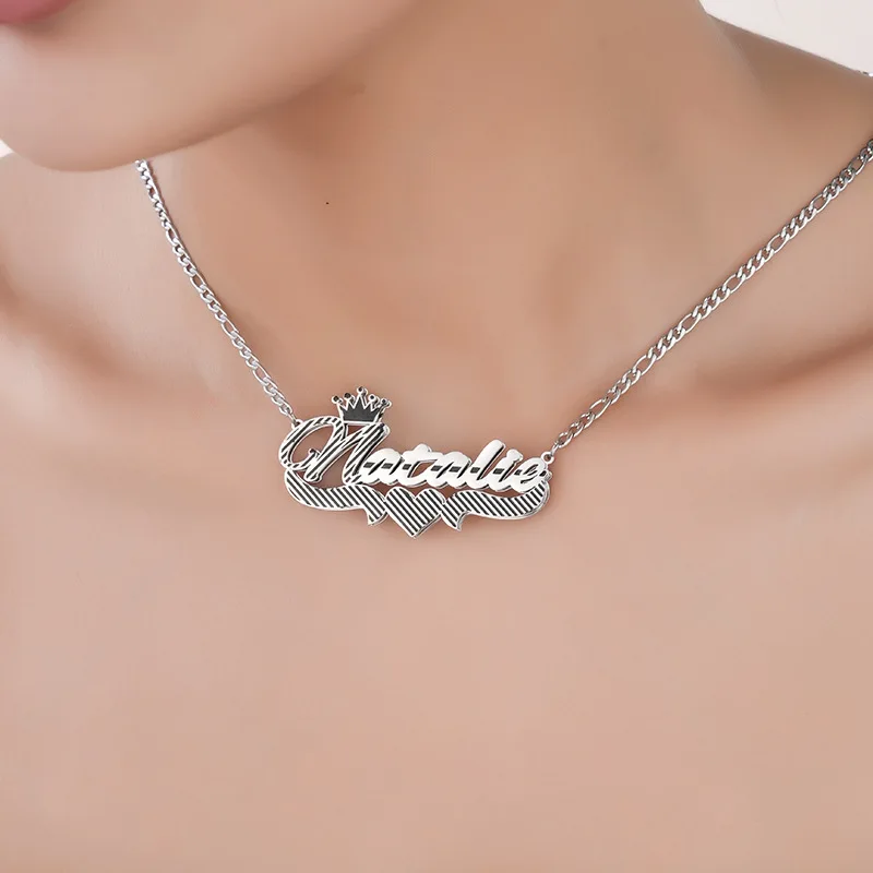 Fashion New Double Layer Striped Heart Crown Necklace Personalized Customized Name Stainless Steel Letter Pendant Drop Shipping
Fashion New Double Layer Striped Heart Crown Necklace Personalized Customized Name Stainless Steel Letter Pendant Drop Shipping