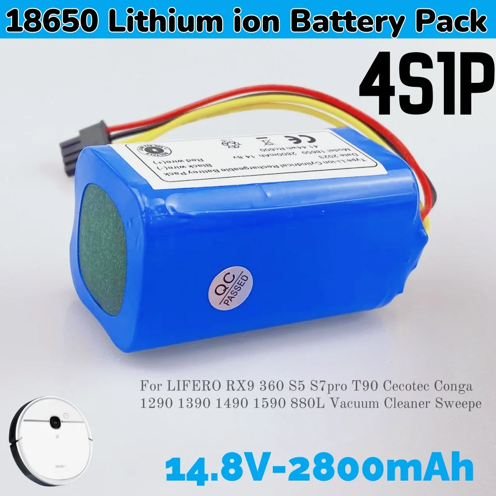 Литий-ионный аккумулятор 14,8 В, 2800 мАч, совместимый с пылесосами LIFERO RX9 360 S5 S7pro T90 Cecotec Conga, подметальной машиной
Литий-ионный аккумулятор 14,8 В, 2800 мАч, совместимый с пылесосами LIFERO RX9 360 S5 S7pro T90 Cecotec Conga, подметальной машиной