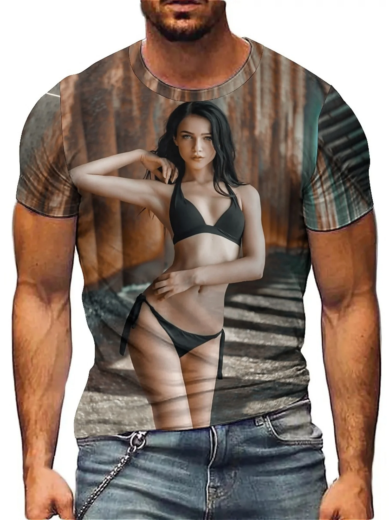 Vibrant 3D Bikini Beauty Print T-Shirt - Soft Polyester, Short Sleeve, Crew Neck, Hip-Hop Rock Style for Men, All-Season Comfort
Vibrant 3D Bikini Beauty Print T-Shirt - Soft Polyester, Short Sleeve, Crew Neck, Hip-Hop Rock Style for Men, All-Season Comfort