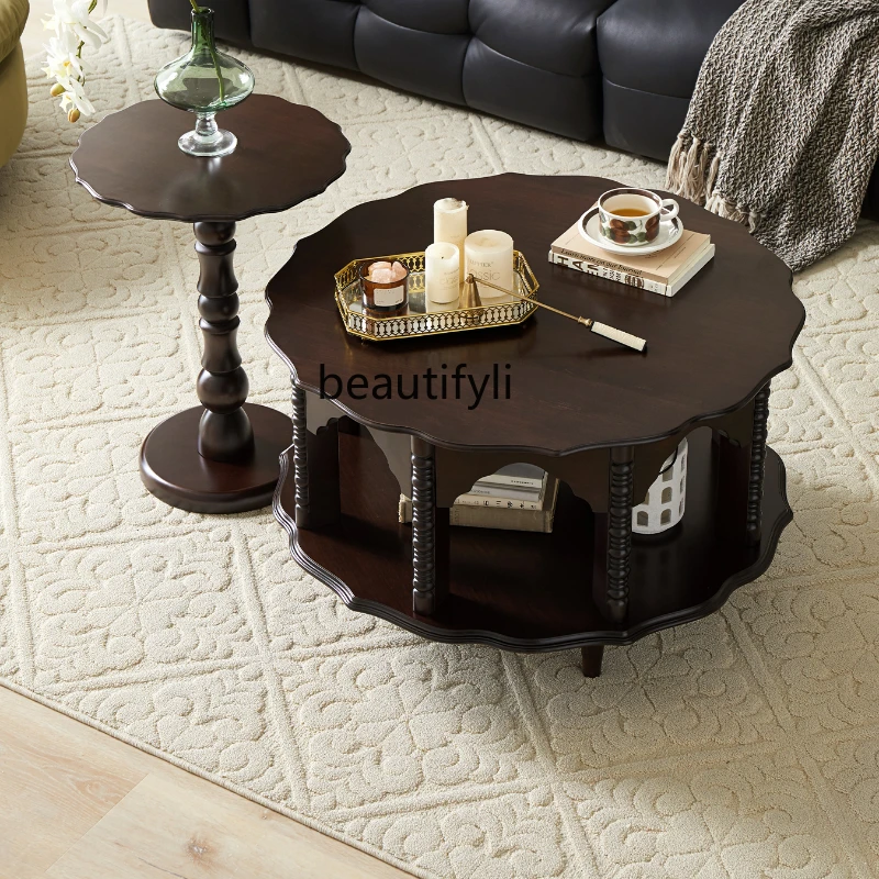 American Retro round Solid Wood Coffee Table Living Room Home 2024 New French High Sense Tea Table Small Apartment
American Retro round Solid Wood Coffee Table Living Room Home 2024 New French High Sense Tea Table Small Apartment