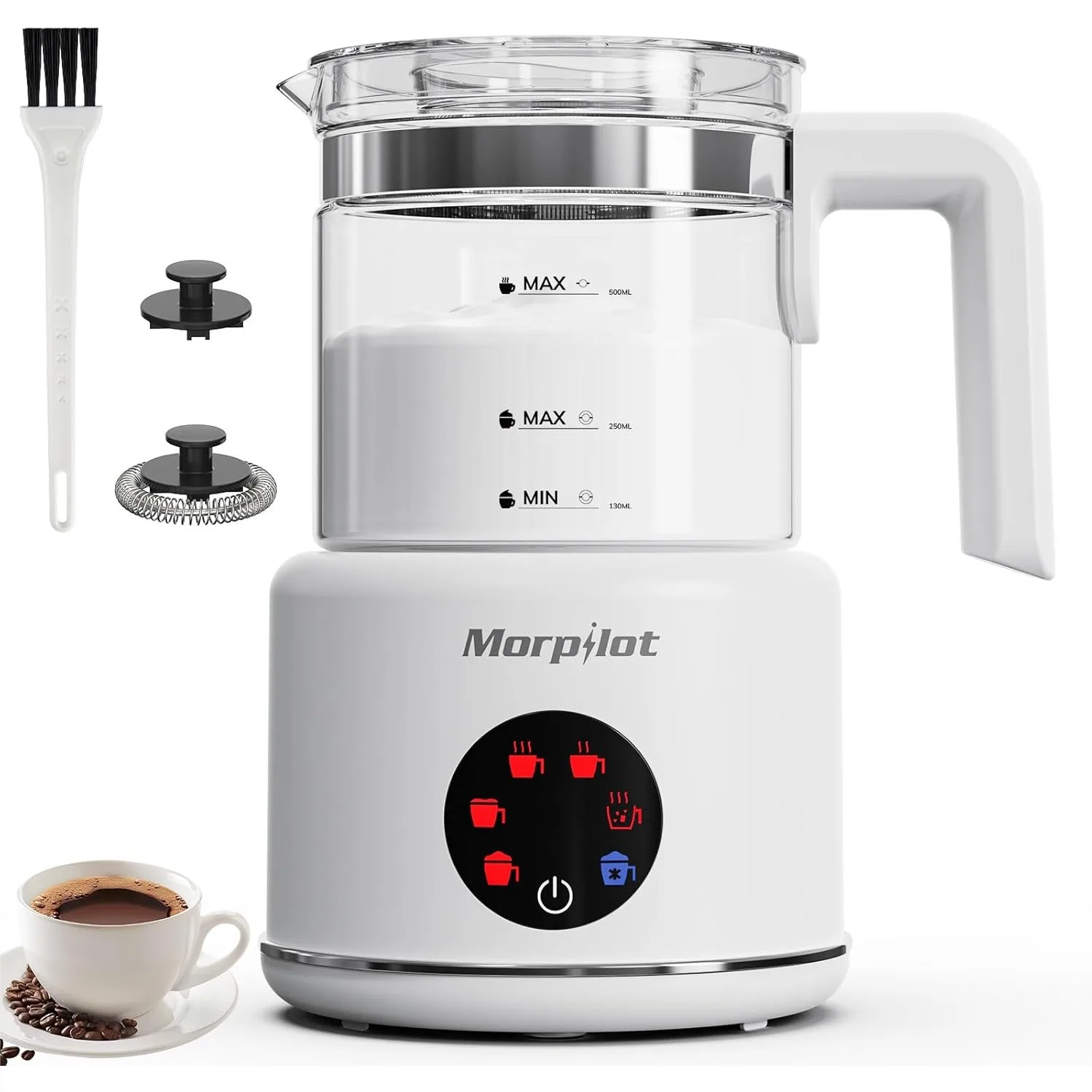 Electric Milk Frother and Steamer, 16.9oz/500ml Glass, 6 Functions for Latte, Hot Chocolate, Dishwasher Safe
Electric Milk Frother and Steamer, 16.9oz/500ml Glass, 6 Functions for Latte, Hot Chocolate, Dishwasher Safe