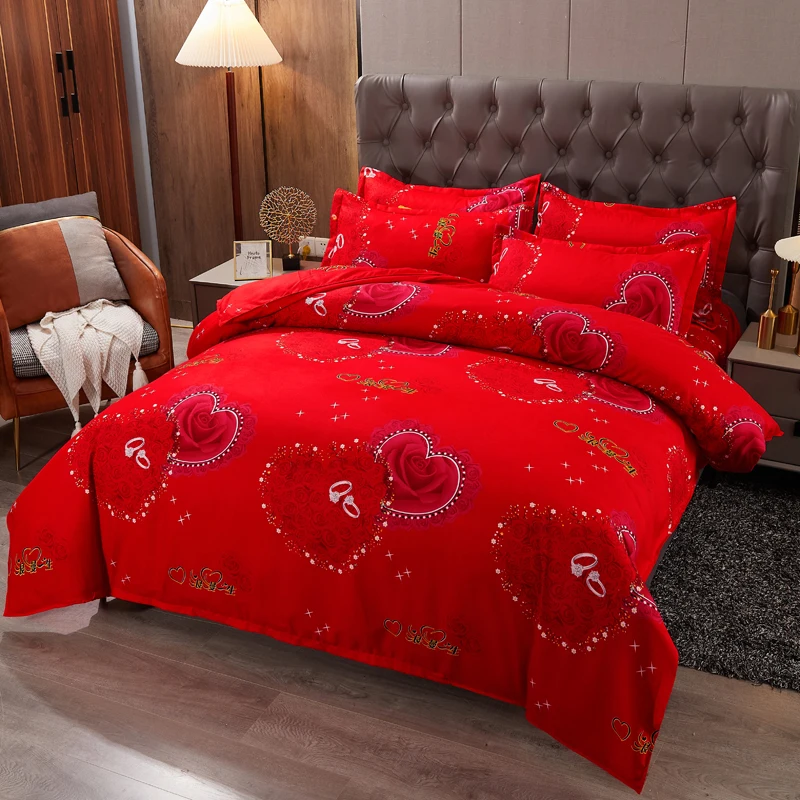 Rose Flower Duvet Cover Set Romantic Love Heart Print Bedding Set Reversible Quilt Cover for Valentine's Day Marriage Room Decor
Rose Flower Duvet Cover Set Romantic Love Heart Print Bedding Set Reversible Quilt Cover for Valentine's Day Marriage Room Decor