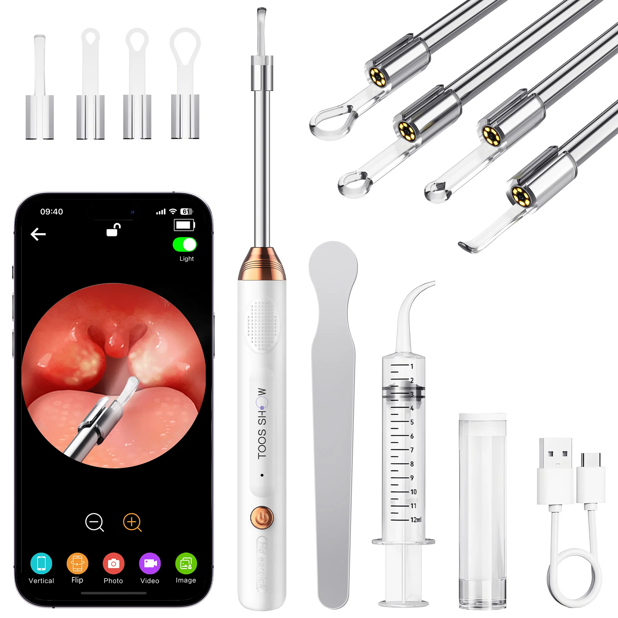 Tonsil Stone Remover with Camera Upgraded Visual Tonsil Stone Removal Kit HD 6 LED Light Tonsil Stone Remover Tool with 1080P
Tonsil Stone Remover with Camera Upgraded Visual Tonsil Stone Removal Kit HD 6 LED Light Tonsil Stone Remover Tool with 1080P