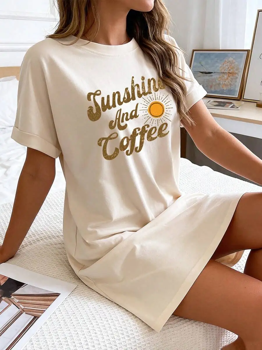 Casual Sunshine And Coffee Print Short Sleeve Round Neck Women Sleepwear Top
Casual Sunshine And Coffee Print Short Sleeve Round Neck Women Sleepwear Top