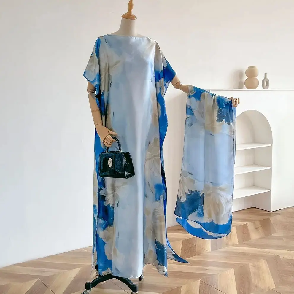 Летние модные африканские платья для женщин, элегантное шелковое мусульманское женское длинное платье-кафтан с принтом, защита от солнца, Кувейт Абая
Летние модные африканские платья для женщин, элегантное шелковое мусульманское женское длинное платье-кафтан с принтом, защита от солнца, Кувейт Абая