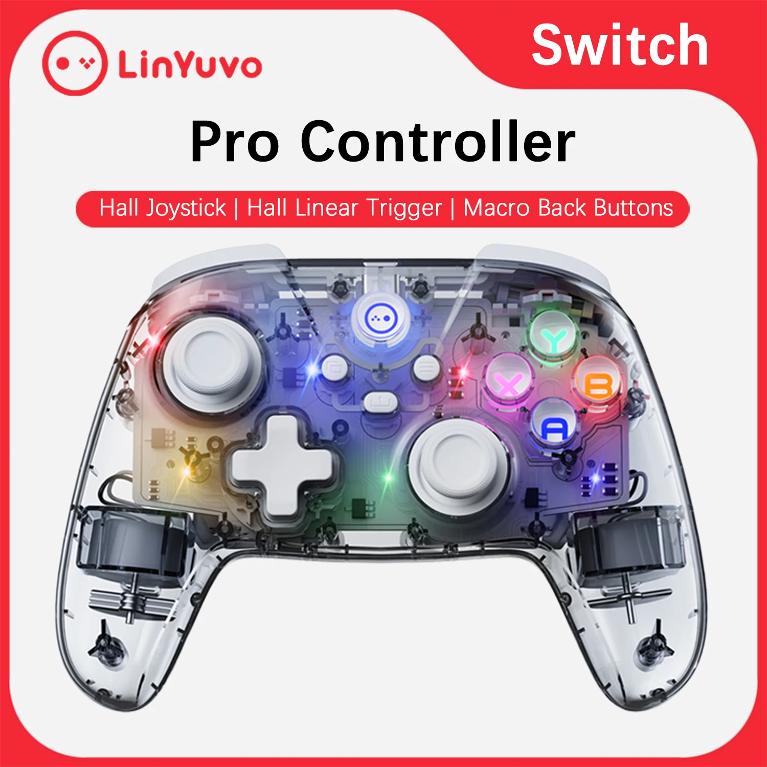 LinYuvo KC07 Transparent Grey Wireless Gamepad For Nintendo Switch 1/2 PRO Controller Hall Effect Joystick/OLED/Turbo/RGB/lite
LinYuvo KC07 Transparent Grey Wireless Gamepad For Nintendo Switch 1/2 PRO Controller Hall Effect Joystick/OLED/Turbo/RGB/lite