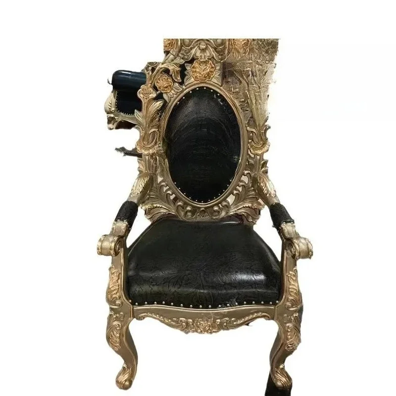 European solid wood carved leather leisure chair French court dining chair high endorsement armrest chair
European solid wood carved leather leisure chair French court dining chair high endorsement armrest chair