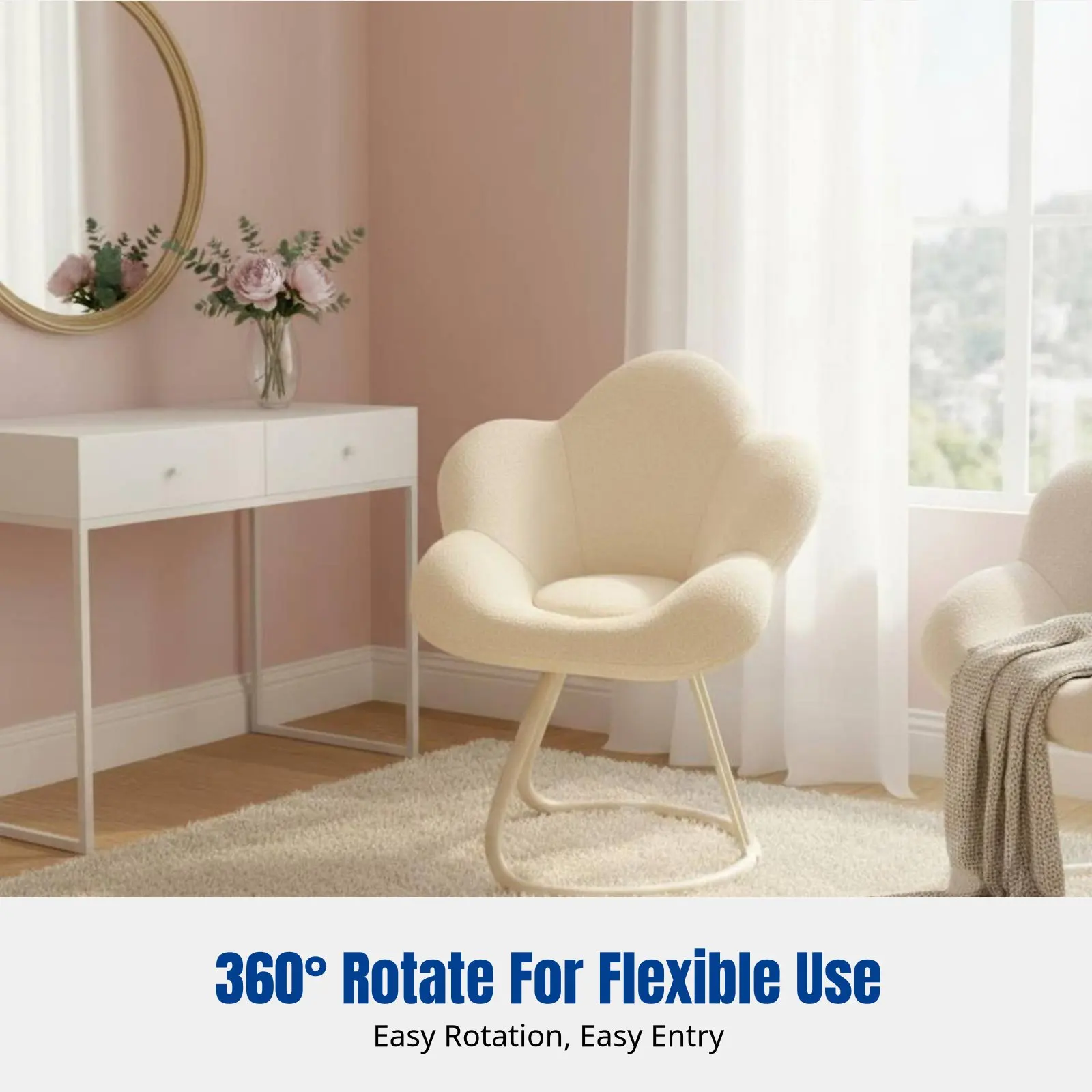 Vanity Stool, Girls Rotatable Flower Backrest Chair, Bedroom Makeup, Cream Manicure
Vanity Stool, Girls Rotatable Flower Backrest Chair, Bedroom Makeup, Cream Manicure