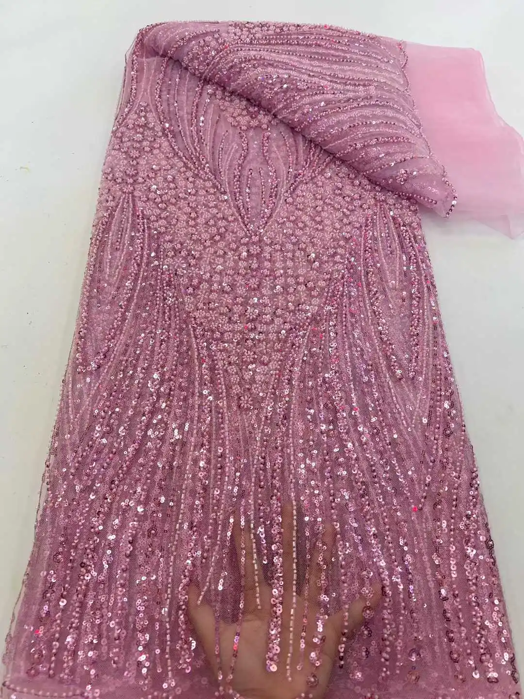 Luxury African Beaded Lace Bridal Fabric 2026 High Quality French Nigerian Sequins Tulle Material Wedding Party Dresses
Luxury African Beaded Lace Bridal Fabric 2026 High Quality French Nigerian Sequins Tulle Material Wedding Party Dresses