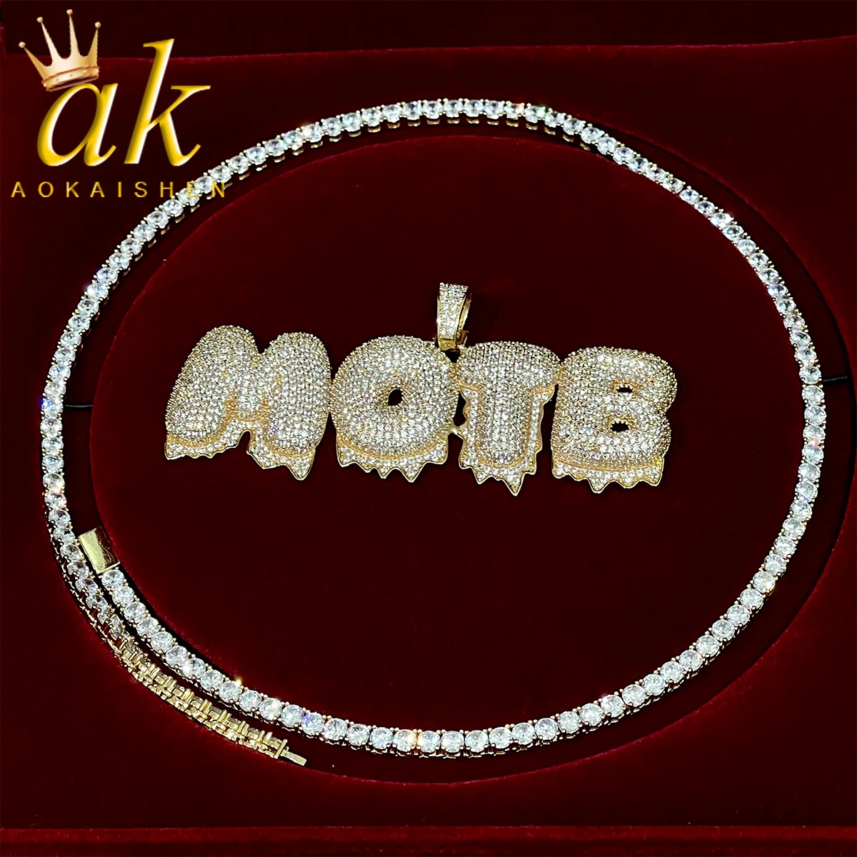 Custom Name Drip Letter Pendant For Men Bling Zircon Hip Hop Rock Rapper Necklace Chain Fashion Jewelry Gift
Custom Name Drip Letter Pendant For Men Bling Zircon Hip Hop Rock Rapper Necklace Chain Fashion Jewelry Gift