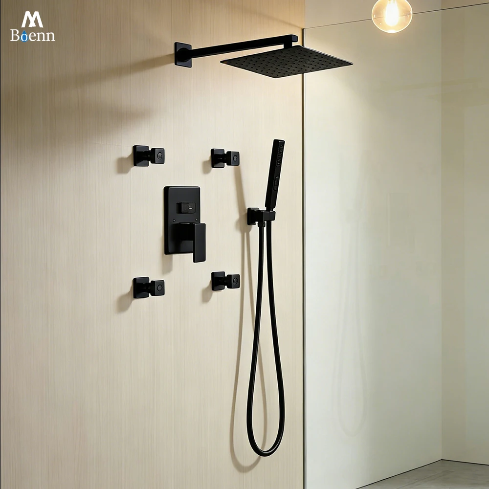 M Boenn 3 Functions Hot Cold Shower Kit Bathroom Shower Faucets System Set 10 Inch Black Shower Head Massage Rainfall Spray Jets
M Boenn 3 Functions Hot Cold Shower Kit Bathroom Shower Faucets System Set 10 Inch Black Shower Head Massage Rainfall Spray Jets