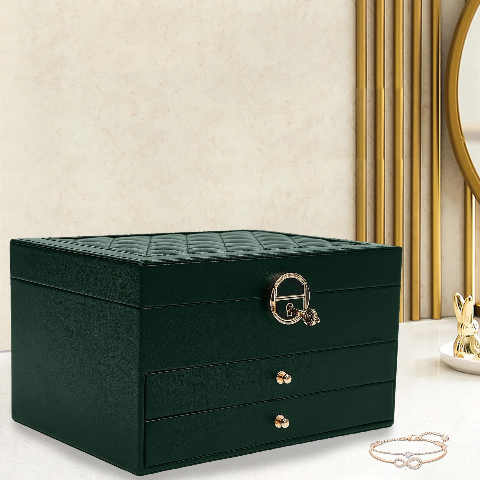 3-Tier Watch Box with Drawer, Green PU Leather Jewelry Organizer & Display Case for Men and Women, Watch Storage Box with Pillow
3-Tier Watch Box with Drawer, Green PU Leather Jewelry Organizer & Display Case for Men and Women, Watch Storage Box with Pillow