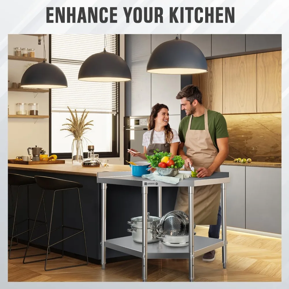 Corner Stainless Steel Work Table - Food Prep Tables for Commercial Kitchen - NSF Metal Heavy Duty Workbench with Backsplash
Corner Stainless Steel Work Table - Food Prep Tables for Commercial Kitchen - NSF Metal Heavy Duty Workbench with Backsplash