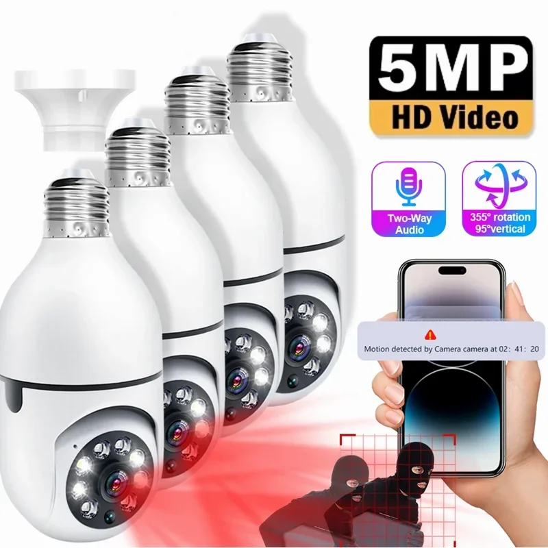 5MP E27 Bulb Surveillance 4X Digital Zoom Camera Indoor WiFi Baby Monitor Cameras Outdoors Color Night Vision CCTV Wireless Cam
5MP E27 Bulb Surveillance 4X Digital Zoom Camera Indoor WiFi Baby Monitor Cameras Outdoors Color Night Vision CCTV Wireless Cam