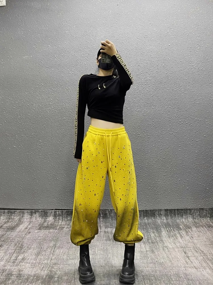 Winter Thickened Fleece Wide Leg Pants Women's Casual Trousers With Drawstring Drapey Style Personalized Rhinestone Embellished
Winter Thickened Fleece Wide Leg Pants Women's Casual Trousers With Drawstring Drapey Style Personalized Rhinestone Embellished