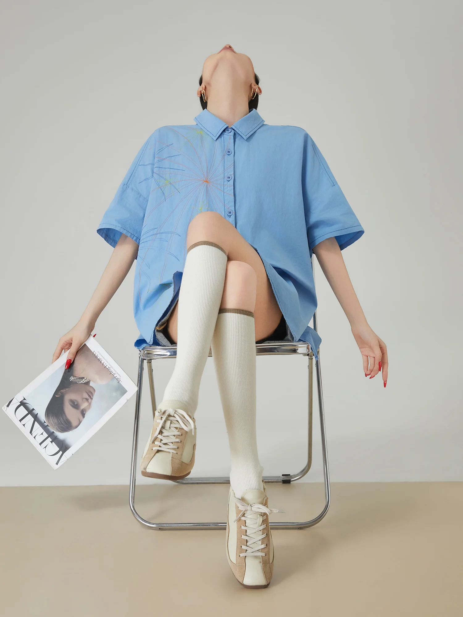 Blue Casual Loose ort Sve Embroidered irt Women's Summer New Sle Comfortable Versatile Casual Top for Commuting
Blue Casual Loose ort Sve Embroidered irt Women's Summer New Sle Comfortable Versatile Casual Top for Commuting