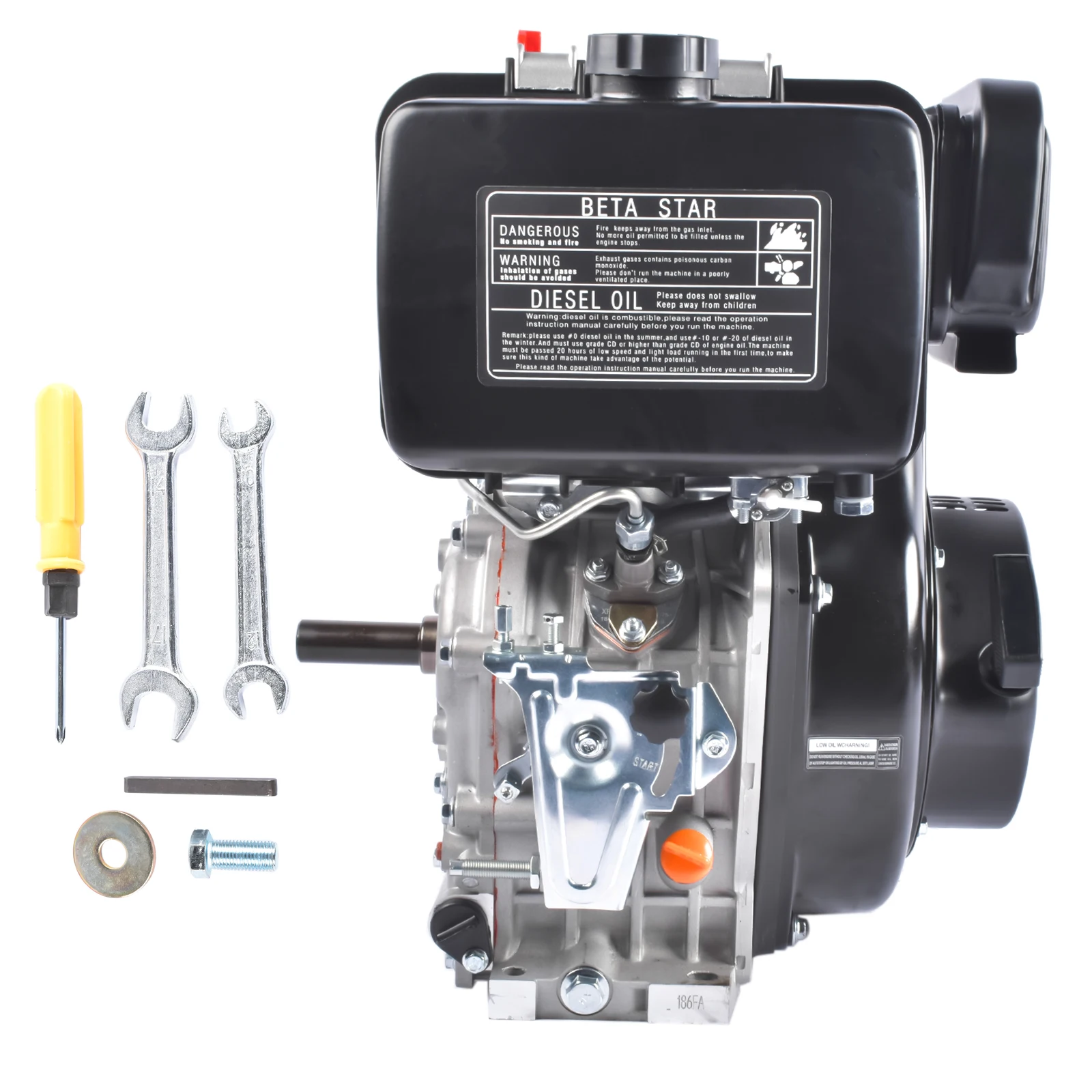 10HP 4Stroke Single-Cylinder Diesel Engine 418CC 6300W Recoil 3600RPM Air Cooled (Black)
10HP 4Stroke Single-Cylinder Diesel Engine 418CC 6300W Recoil 3600RPM Air Cooled (Black)