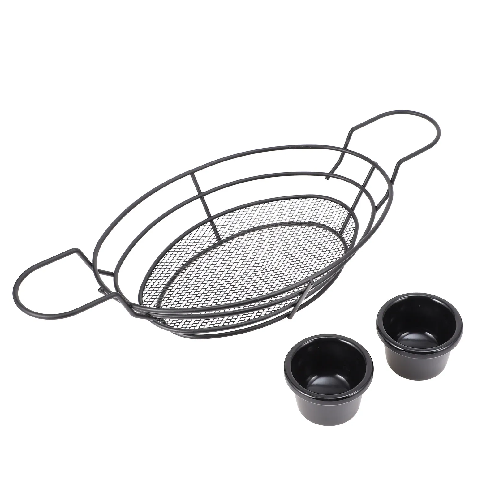 Wire Mesh Basket with 2 Bowls Black Rectangular Large Capacity Fried Food Holder Kitchen Dining Set Iron Wire Practical Melamine
Wire Mesh Basket with 2 Bowls Black Rectangular Large Capacity Fried Food Holder Kitchen Dining Set Iron Wire Practical Melamine