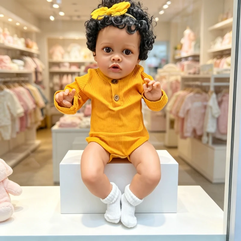 55cm Cloth Body Reborn Baby Benjamin Same As Photo Dark Skin Soft Touch Cotton Body Doll with Hand Root Curly Hair
55cm Cloth Body Reborn Baby Benjamin Same As Photo Dark Skin Soft Touch Cotton Body Doll with Hand Root Curly Hair