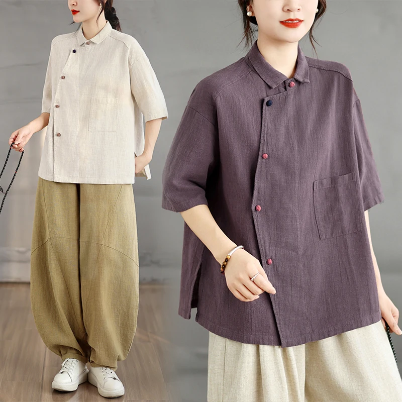New Retro Chinese Style Women's Shirt Jacket Large Size Cotton Linen Top Belly Cover Spring Summer Fashion Commute Style Butt...
New Retro Chinese Style Women's Shirt Jacket Large Size Cotton Linen Top Belly Cover Spring Summer Fashion Commute Style Butt...