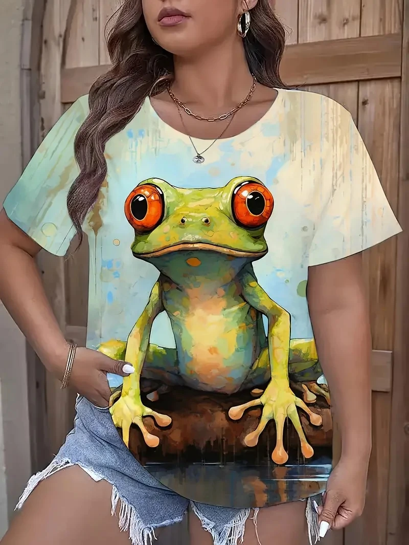 Women's New Comfortable and Minimalist Street Style Fashionable Daily Wear with Frog Print Round Neck Short Sleeved T-shirt
Women's New Comfortable and Minimalist Street Style Fashionable Daily Wear with Frog Print Round Neck Short Sleeved T-shirt