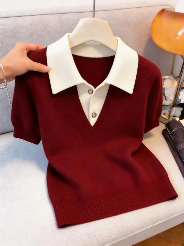 Spring Summer 2026 Women's Knitted Short Sleeve Top Casual Slim Fit Fake Two-Piece Style Fashionable Casual Leisure Wear
Spring Summer 2026 Women's Knitted Short Sleeve Top Casual Slim Fit Fake Two-Piece Style Fashionable Casual Leisure Wear