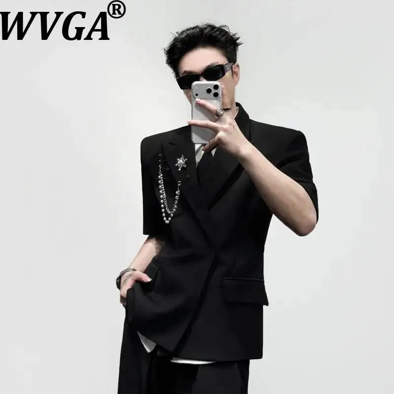 WVGA Spring Summer New Men Korean Style Short-sleeved Blazer Pearl Chain Brooch Niche Straight Suit Pants Two Pieces Sets W24978
WVGA Spring Summer New Men Korean Style Short-sleeved Blazer Pearl Chain Brooch Niche Straight Suit Pants Two Pieces Sets W24978