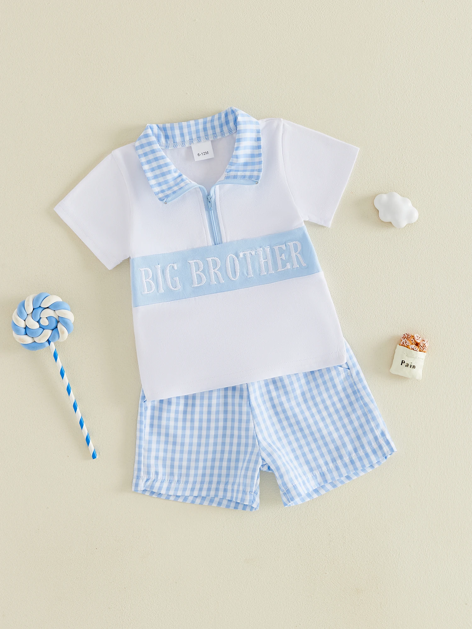 Toddler Boys Casual Wear Short Sleeve T-Shirt and Plaid Shorts Set with Embroidered Letters and Zipper Detail
Toddler Boys Casual Wear Short Sleeve T-Shirt and Plaid Shorts Set with Embroidered Letters and Zipper Detail