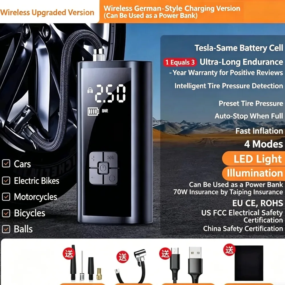Mini Cordless Tire Inflator 100W High Pressure 0.2-10.3bar Fast Inflation Portable Air Pump with Type-C
Mini Cordless Tire Inflator 100W High Pressure 0.2-10.3bar Fast Inflation Portable Air Pump with Type-C