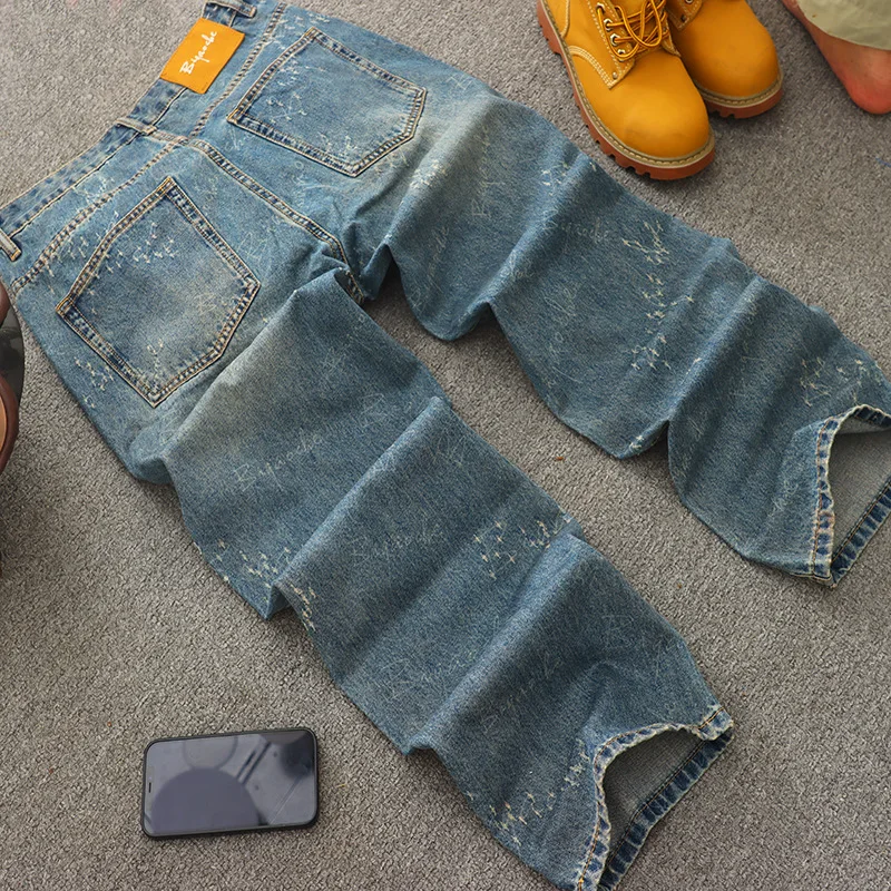 Модные джинсы в стиле ретро с царапанным дизайном, мужские весенне-осенние прямые свободные повседневные широкие брюки в Корейском стиле, длинные брюки
Модные джинсы в стиле ретро с царапанным дизайном, мужские весенне-осенние прямые свободные повседневные широкие брюки в Корейском стиле, длинные брюки