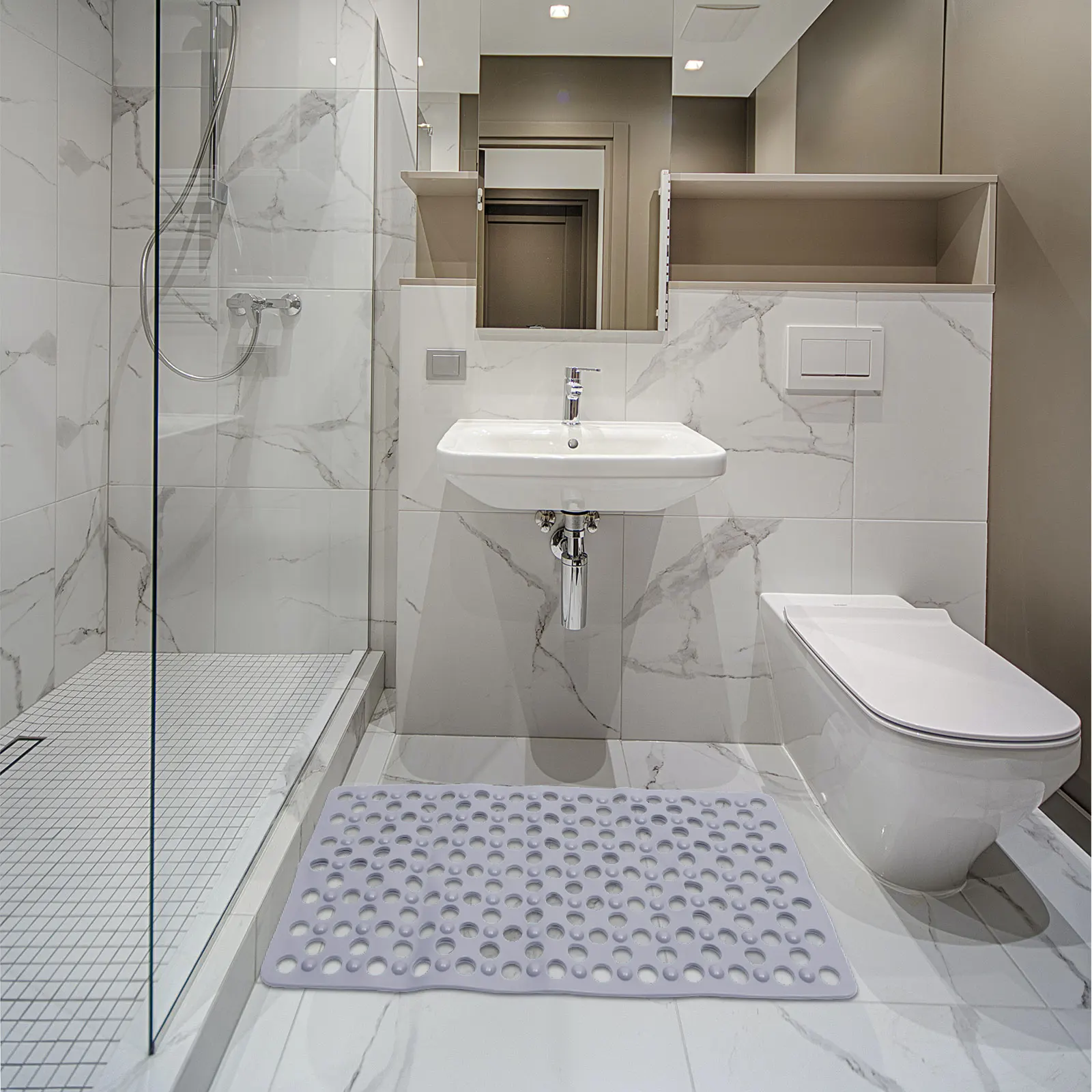 Drainage Non-slip Floor Mat Bath Mats Shower Rug Bathroom Square Rugs Washable Dark Grey Plastic
Drainage Non-slip Floor Mat Bath Mats Shower Rug Bathroom Square Rugs Washable Dark Grey Plastic