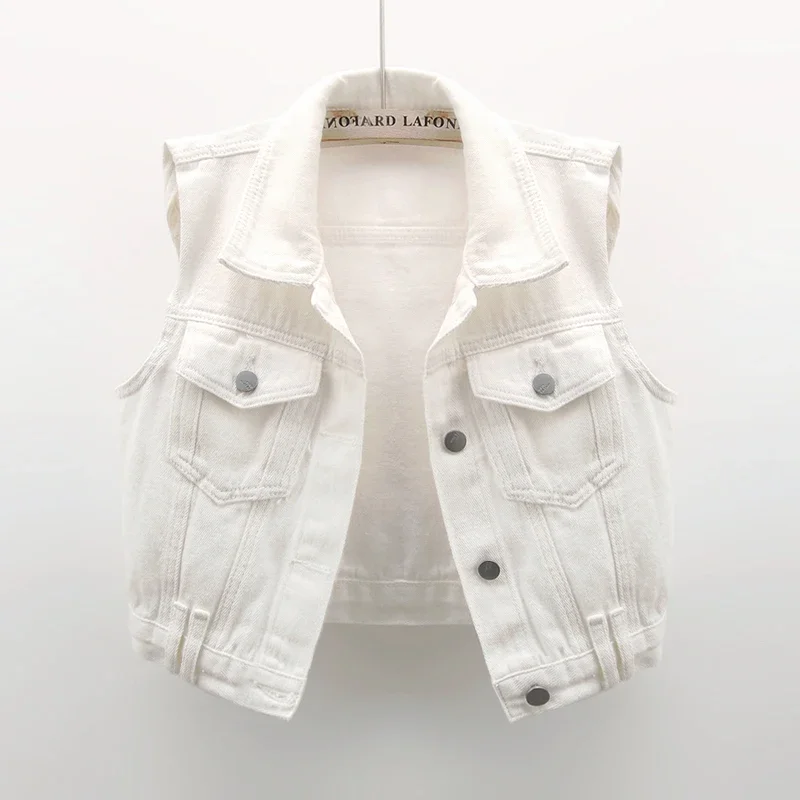 White Denim Vest Women Casual Slim Short Pocket Cowboy Waistcoat Korean Spring Summer Thin Sleeveless Jeans Jacket Coat Female
White Denim Vest Women Casual Slim Short Pocket Cowboy Waistcoat Korean Spring Summer Thin Sleeveless Jeans Jacket Coat Female