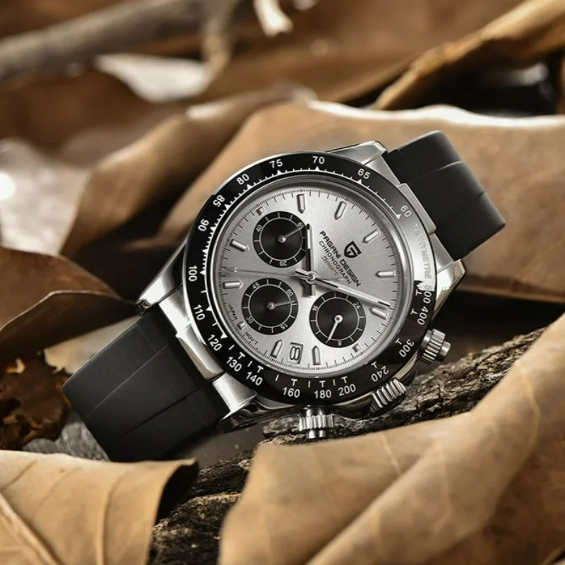 Pagani Design Men's Quartz Chronograph Watch 40mm Waterproof Luminous Hands Date Window Black Rubber Strap Sports Wristwatch
Pagani Design Men's Quartz Chronograph Watch 40mm Waterproof Luminous Hands Date Window Black Rubber Strap Sports Wristwatch
