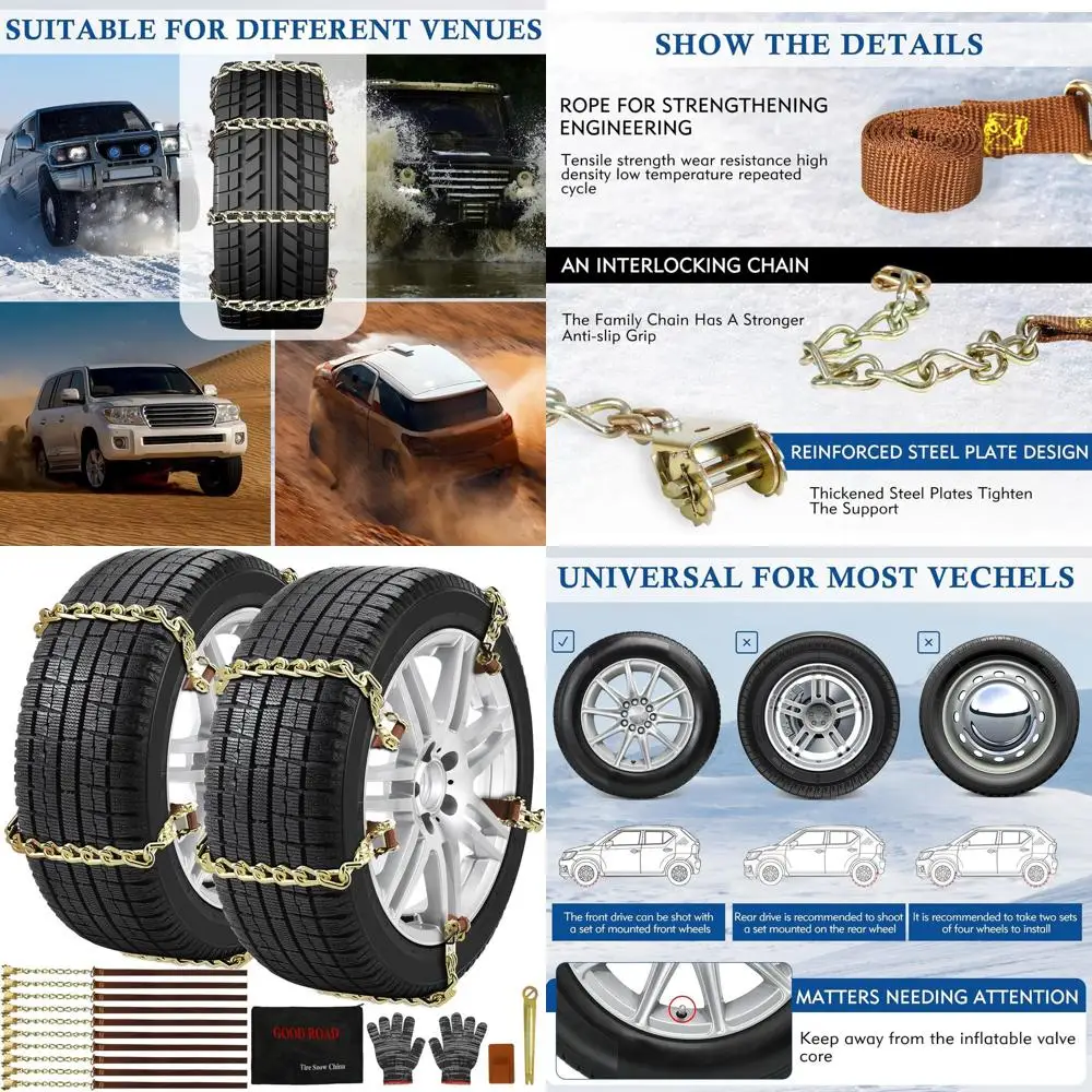 Ланцюги для снега для автомобиля, снежные цепи для шин, блок шин, аварийная противоскользящая цепь для шин для грузовиков, внедорожников, газонных тракторов, 10 шт., подходит для T
Ланцюги для снега для автомобиля, снежные цепи для шин, блок шин, аварийная противоскользящая цепь для шин для грузовиков, внедорожников, газонных тракторов, 10 шт., подходит для T