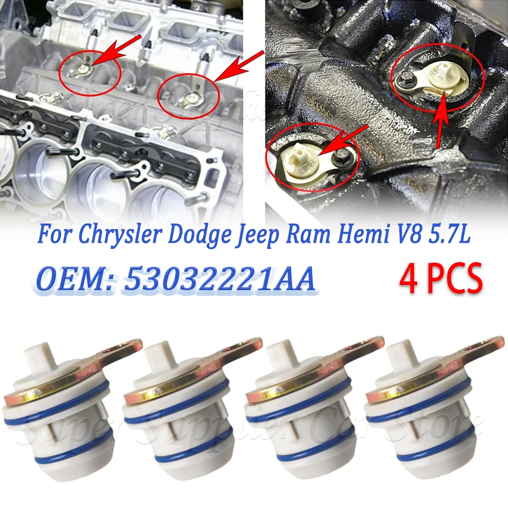 4 Pieces Engine Block Water Plug For Chrysler Dodge Jeep Ram Hemi V8 5.7L Non-MDS Extension Plugs Car Accessories 53032221AA
4 Pieces Engine Block Water Plug For Chrysler Dodge Jeep Ram Hemi V8 5.7L Non-MDS Extension Plugs Car Accessories 53032221AA
