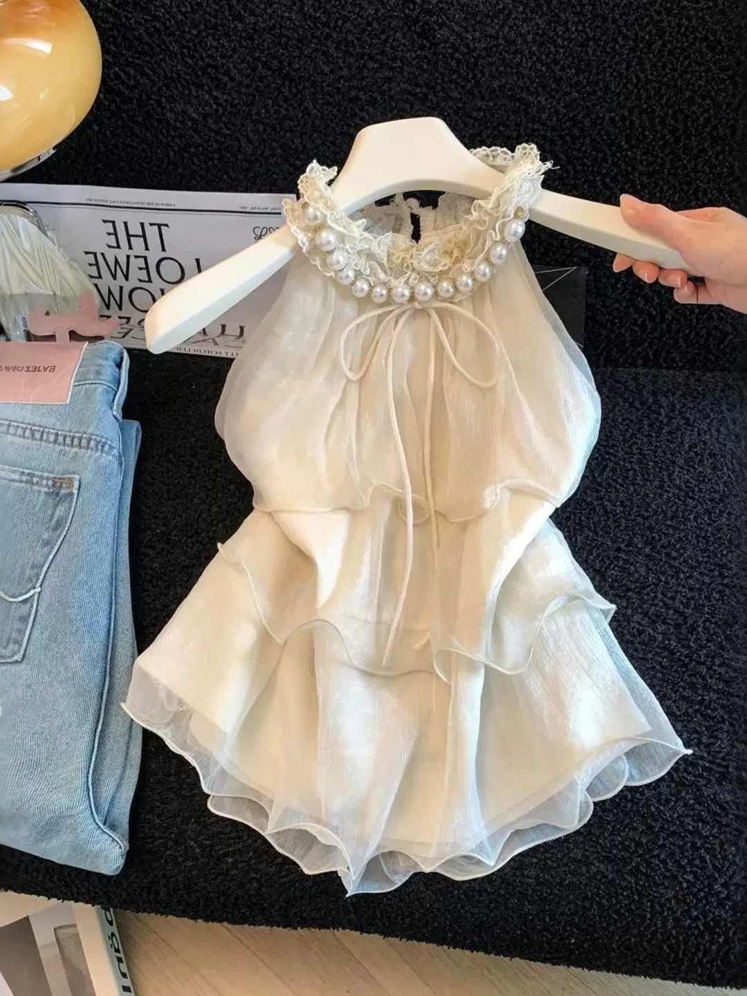 Summer Lace Trim Blouse Sleeveless round Neck Knot Gauze Fabric Thin Style Commute Fashion Guangzhou Thirteenth Fac...
Summer Lace Trim Blouse Sleeveless round Neck Knot Gauze Fabric Thin Style Commute Fashion Guangzhou Thirteenth Fac...