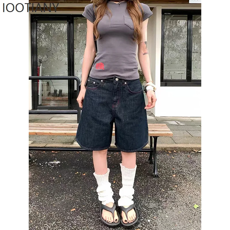 Summer Women American Retro Jorts Punk Jean Shorts Black Y2K 2000s Harajuku Denim Calf-Length Pant Japanese High Street 2026
Summer Women American Retro Jorts Punk Jean Shorts Black Y2K 2000s Harajuku Denim Calf-Length Pant Japanese High Street 2026